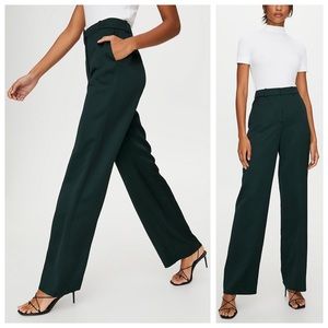 Babaton Dark Green Wide Leg Pants